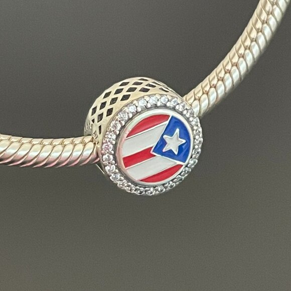Pandora Puerto Rico Flag Exclusive Dangle Charm - Picture 1 of 6